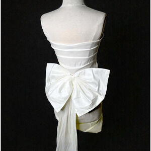 NWT Windsor Strapless Mini Dress M Dramatic Bow & Train Wedding Prom Formal
